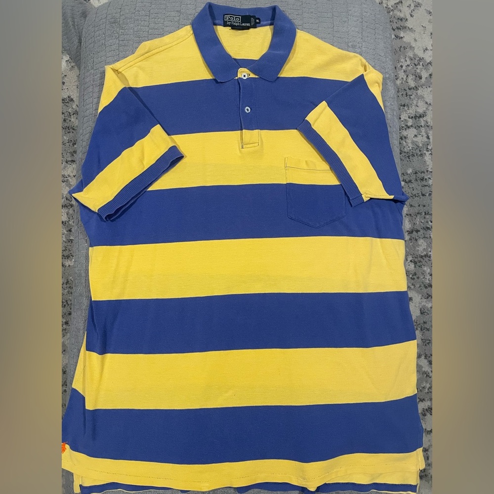 Ralph Lauren Striped Purple and Yellow The Big Shirt Polo Size XL